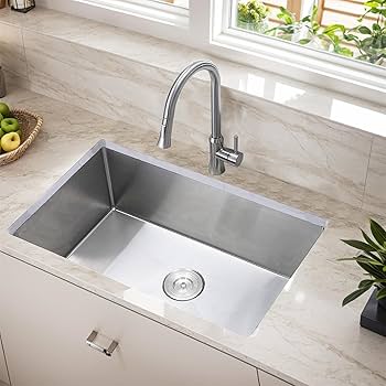 Comllen 30 x 18 Inch Undermount Kitchen Sink, Brushed Nickel